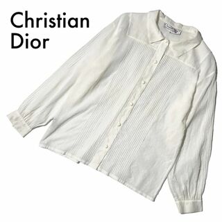 クリスチャンディオール(Christian Dior)のクリスチャンディオール シアーシャツ 38 M ヴィンテージ古着 コットン 白(シャツ/ブラウス(長袖/七分))