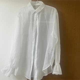 オリーブデオリーブ(OLIVEdesOLIVE)のオリーブデオリーブ　シアーシャツホワイト 白 長袖 シャツ　フリーサイズ(シャツ/ブラウス(長袖/七分))