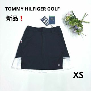 トミーヒルフィガー(TOMMY HILFIGER)の新品❗️トミーヒルフィガーゴルフ　XS スカート　フリル　プリーツ　ネイビー(ウエア)