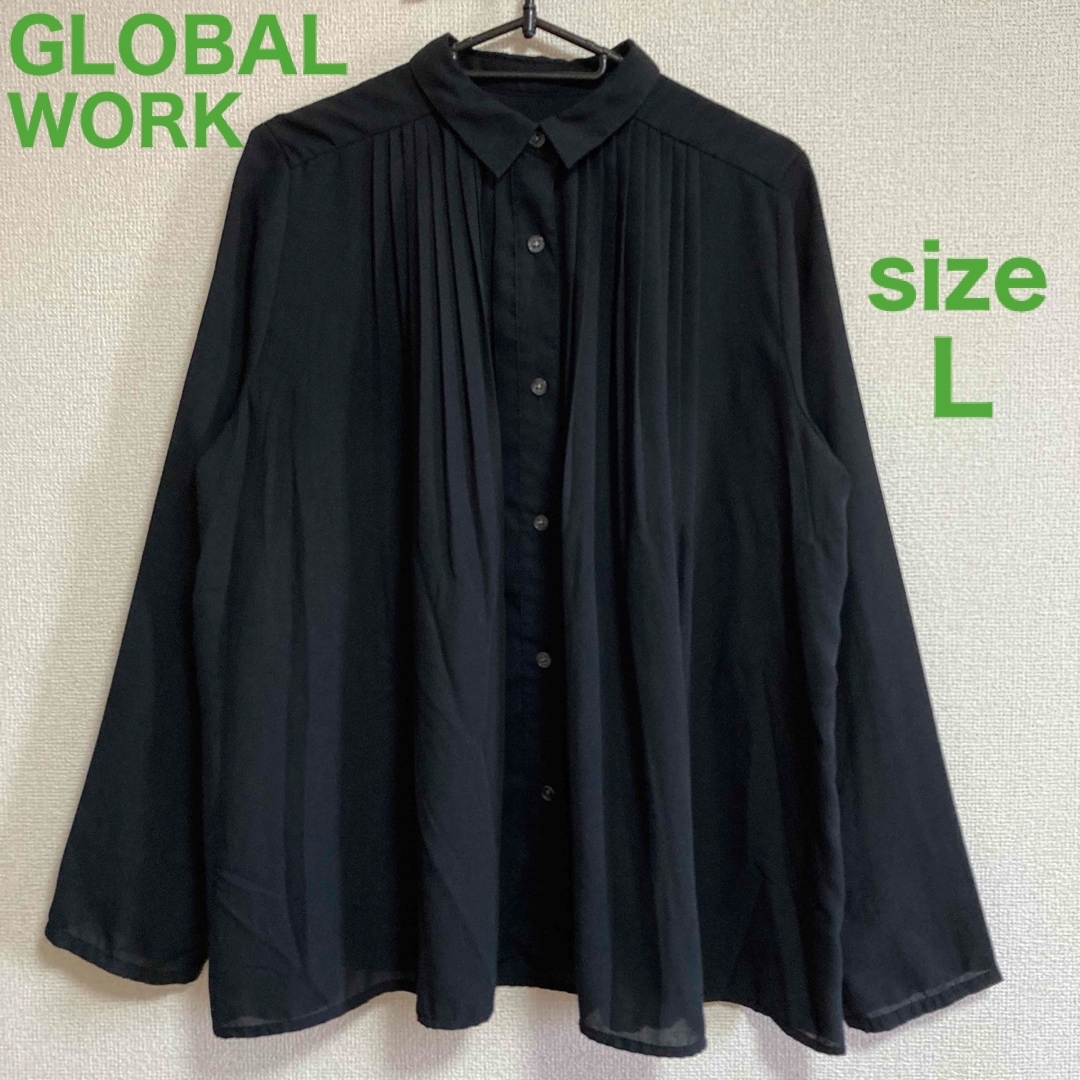 GLOBAL WORK(グローバルワーク)のグローバルワーク　ブラウス　ブラック　Lサイズ　レディース　長袖　フォーマル   レディースのトップス(シャツ/ブラウス(長袖/七分))の商品写真