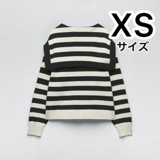 ZARA - 【ZARA】ストライプニットセーター NAVY