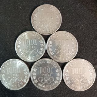 銀貨　東京オリンピック1.000円銀貨　silver925　汚れ少なく綺麗 ６枚(金属工芸)