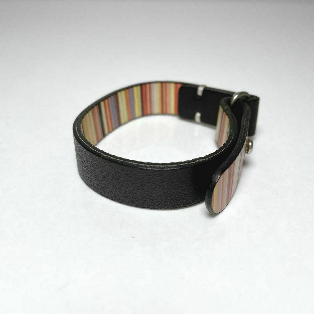 Paul Smith(ポールスミス)の美品 ポールスミス ブレスレッド レザー ブラック マルチカラー ストライプ メンズのアクセサリー(ブレスレット)の商品写真