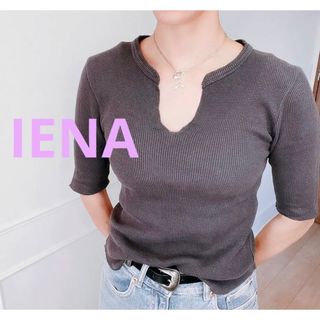 SLOBE IENA イエナ　薄手サーマル　ワッフル　カットソー　グレー　5分袖