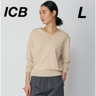 アイシービー(ICB)の極美品　icb　洗える　シンセティック　ハイゲージ　Vネック　プルオーバー　L(ニット/セーター)