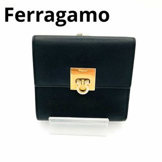 サルヴァトーレフェラガモ(Salvatore Ferragamo)の美品　フェラガモ　三つ折り財布 ゴールド ガンチー二 本革レザー　人気　品薄(財布)