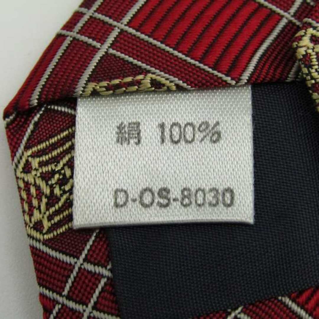 DAKS(ダックス)のダックス ブランド ネクタイ 総柄 チェック柄 シルク PO  メンズ レッド DAKS メンズのファッション小物(ネクタイ)の商品写真