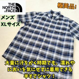 ザノースフェイス(THE NORTH FACE)の美品　ノースフェイス　ショートスリーブベイシンシャツ　メンズ　XL　登山　フェス(シャツ)