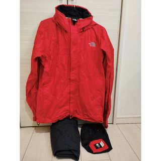 ザノースフェイス(THE NORTH FACE)のノースフェイス　レインテックス　上下セット　レインウェア　M　赤　レッド(ナイロンジャケット)