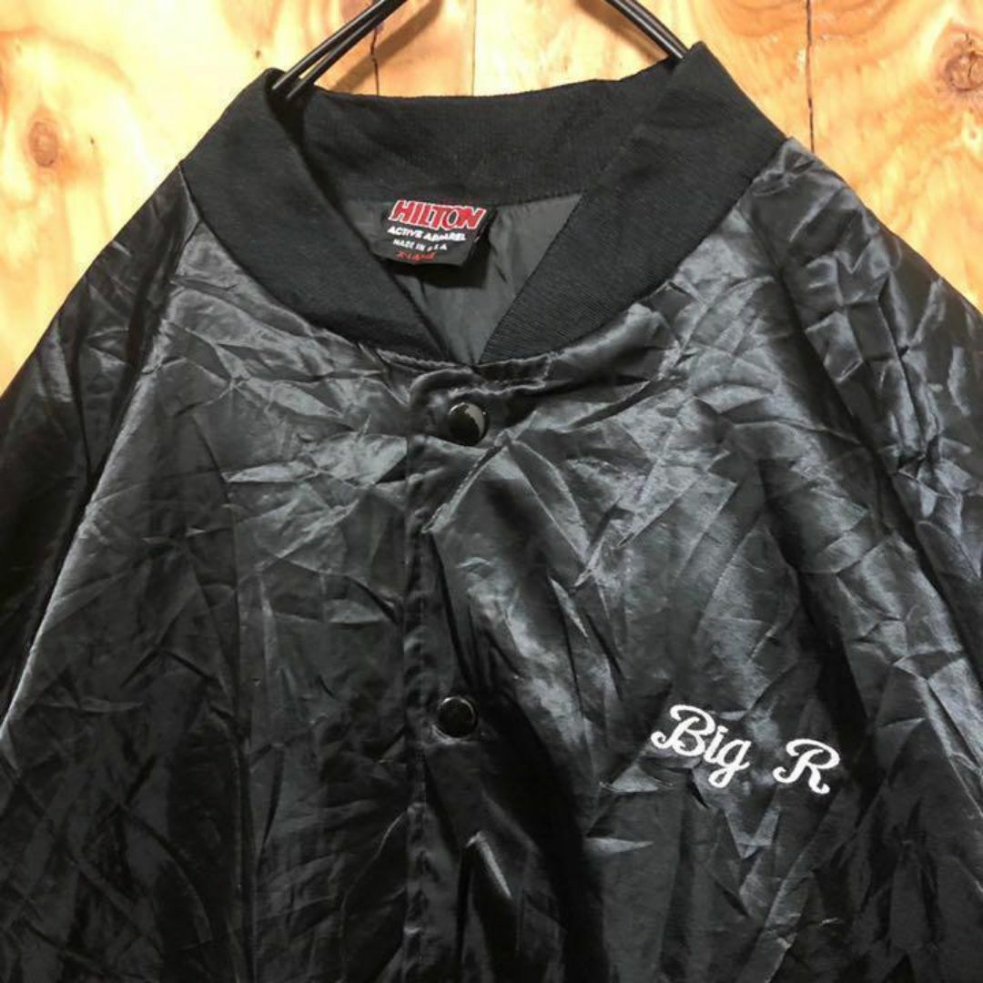 ホームデポ リフォーム 企業ロゴ スタジャン 黒 USA古着 90s ナイロン メンズのジャケット/アウター(スタジャン)の商品写真
