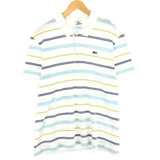 ラコステ(LACOSTE)の古着 ラコステ LACOSTE 半袖 ボーダー ポロシャツ 6 メンズXL /eaa440246(ポロシャツ)