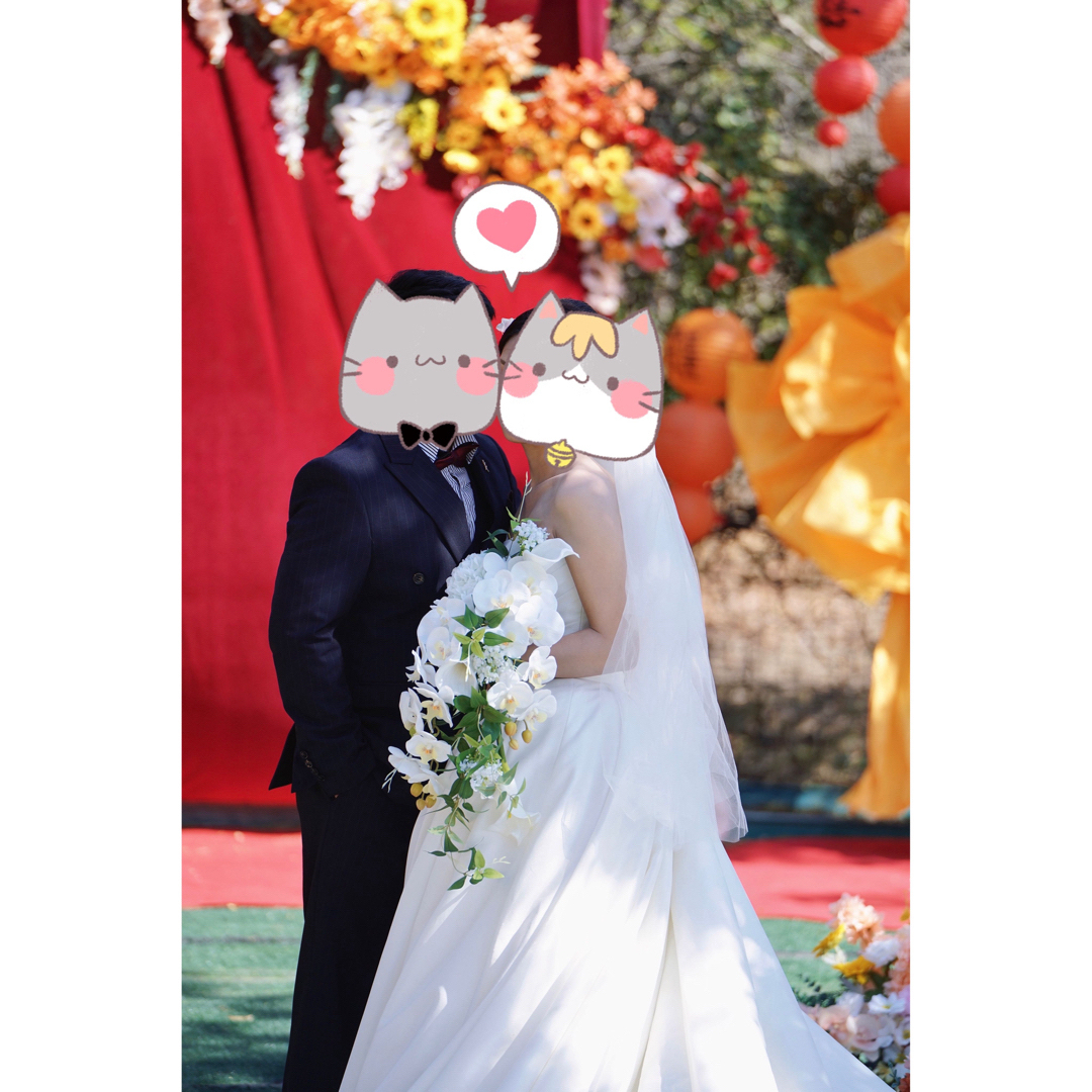 高級感ホワイトクラッチブーケ大きめ胡蝶蘭カラーローズ　和装洋服結婚式ウェディング ハンドメイドのウェディング(ブーケ)の商品写真