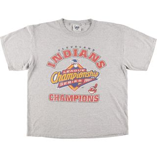 Lee - 古着 90年代 リー Lee SPORT MLB CLEVELAND INDIANS クリーブランドインディアンス スポーツプリントTシャツ メンズXL /eaa430551