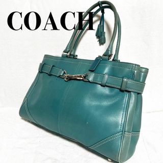 コーチ(COACH)の美品✨COACH コーチセミショルダーバッグトートバッグブルー水色(ショルダーバッグ)