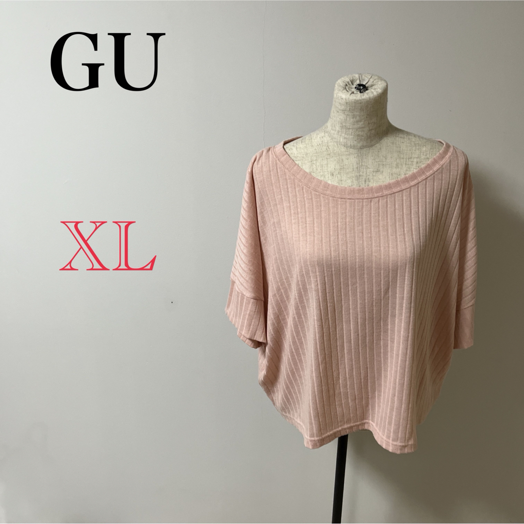 GU(ジーユー)の【GU】レディース　ブラウス　カットソー　シャツ　ピンク　Tシャツ リボン　古着 レディースのトップス(シャツ/ブラウス(半袖/袖なし))の商品写真