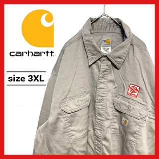 carhartt - 90s 古着 カーハート 長袖シャツ 企業ロゴ オーバーサイズ 3XL 