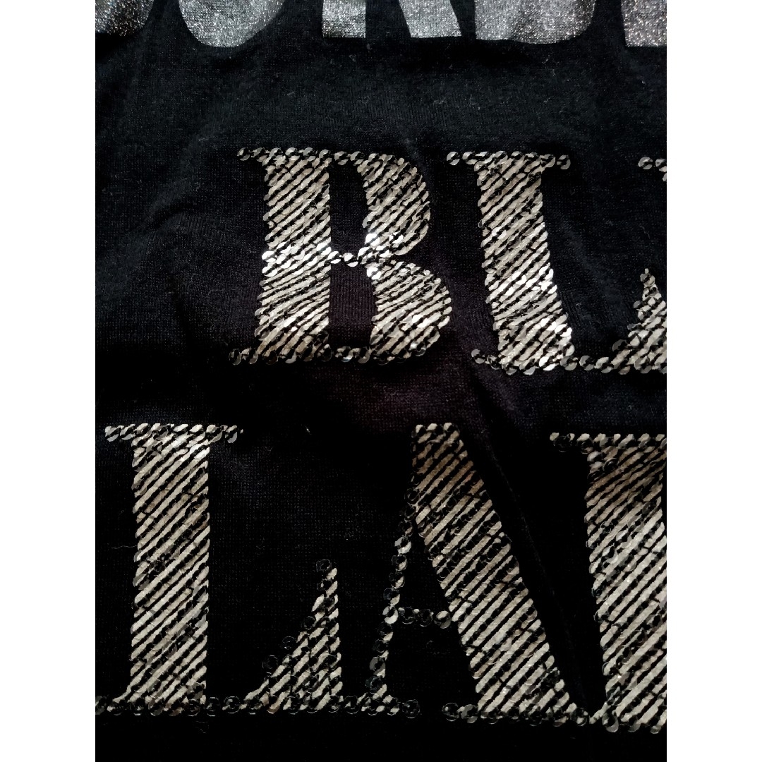 BURBERRY BLUE LABEL(バーバリーブルーレーベル)のバーバリーブルーレーベル　フレンチスリーブカットソー　黒　ロゴプリント　M メンズのトップス(Tシャツ/カットソー(半袖/袖なし))の商品写真