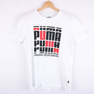 プーマ(PUMA)のプーマ 半袖Tシャツ グラフィックT ロゴT スポーツウエア メンズ Mサイズ 白×黒×赤 PUMA(Tシャツ/カットソー(半袖/袖なし))