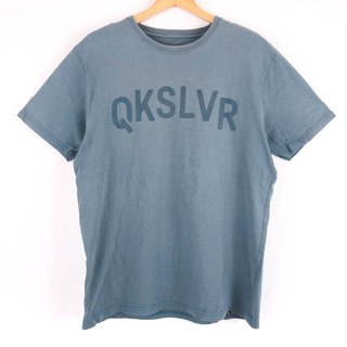 クイックシルバー 半袖Tシャツ ロゴT スポーツウエア コットン100% メンズ Mサイズ ブルー Quiksilver