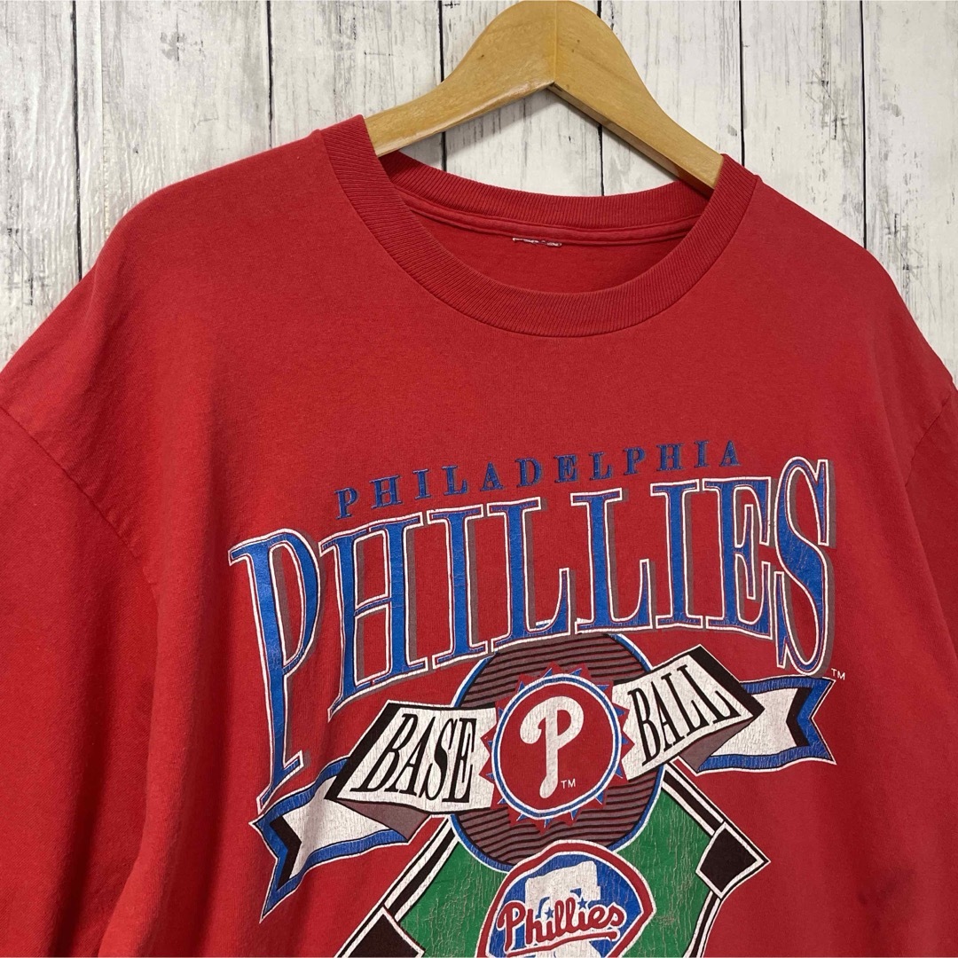 シングルステッチ 90s ビンテージ フィラデルフィアフィリーズ MLB 古着 メンズのトップス(Tシャツ/カットソー(半袖/袖なし))の商品写真