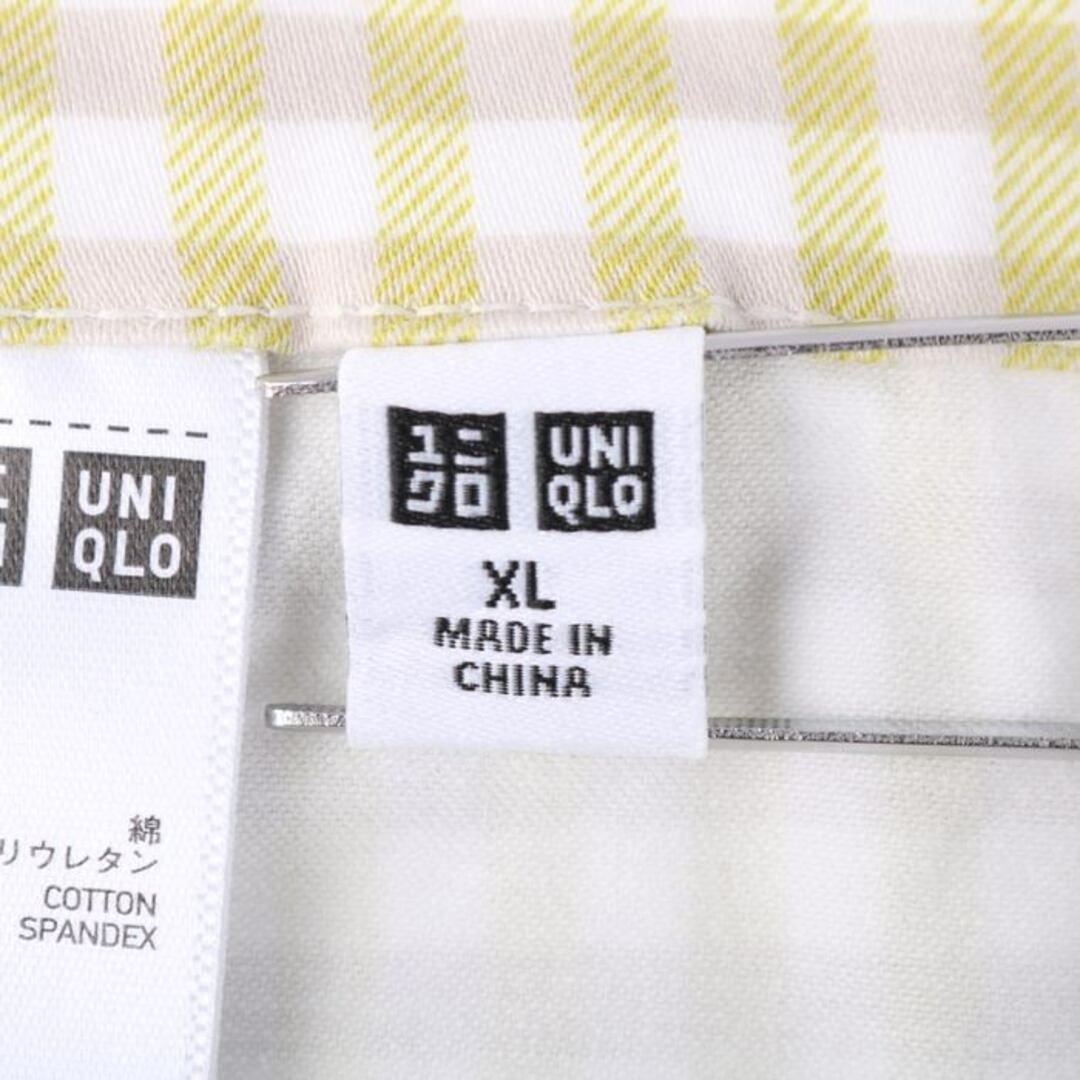 UNIQLO(ユニクロ)のユニクロ パンツ テーパード チェック柄 レディース XLサイズ イエロー ホワイト UNIQLO レディースのパンツ(その他)の商品写真