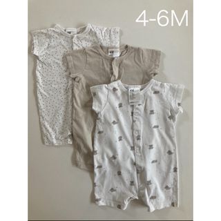 H&M オーガニックコットン夏用ロンパースセット 4-6M