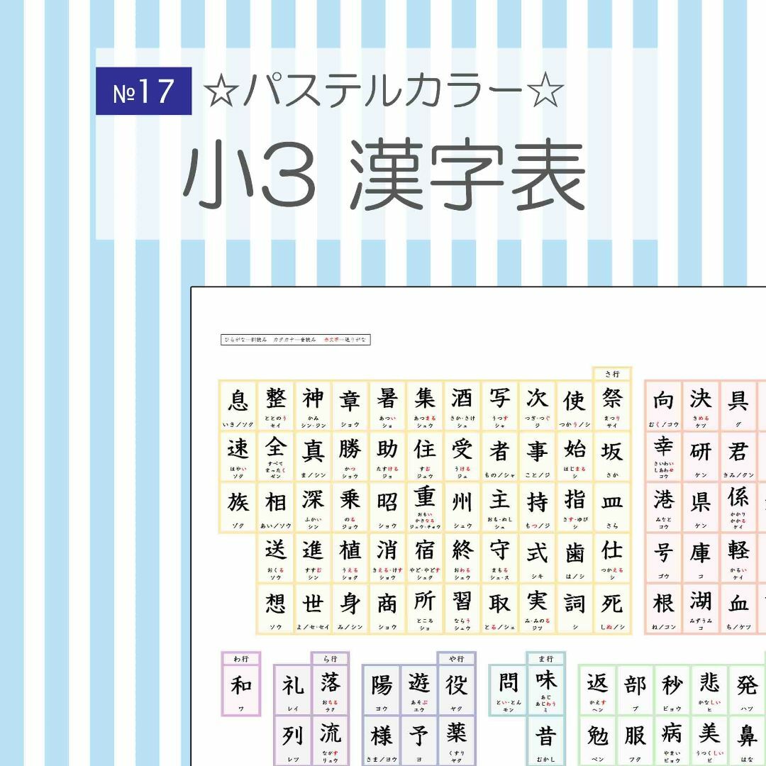 №17 小学校3年生 漢字表 ☆ エンタメ/ホビーの本(語学/参考書)の商品写真