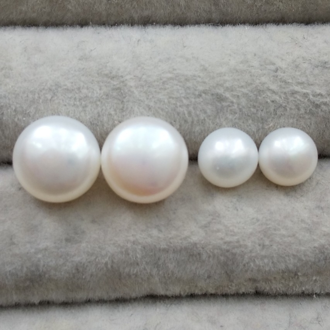 9 淡水真珠ピアス 大小サイズ セット 本真珠 silver レディースのアクセサリー(ピアス)の商品写真