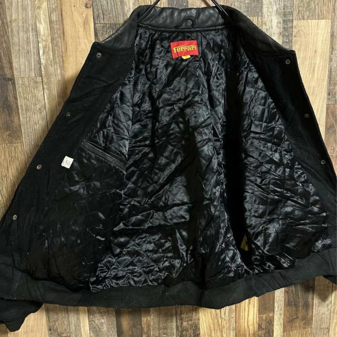 フェラーリ メンズ ブラック スタジャン アウター ブルゾン XL USA古着 メンズのジャケット/アウター(スタジャン)の商品写真