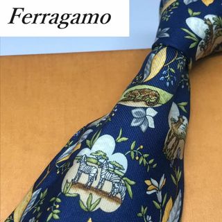 サルヴァトーレフェラガモ(Salvatore Ferragamo)の★ サルバトーレフェラガモ★ 人気ブランド ネクタイ シルク  伊製  ネイビー(ネクタイ)