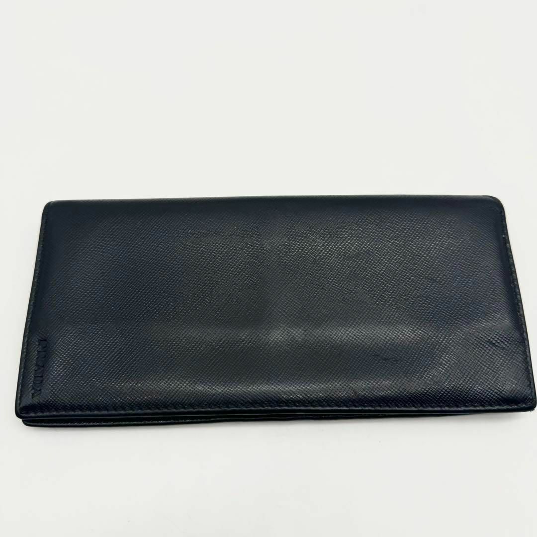 【美品✨】プラダ 長財布　二つ折り財布　ロゴ型押し　サフィアーノレザー　黒