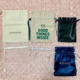 マークスアンドウェブ(MARKS&WEB)の【匿名配送】MISSHA  ザボディショップ　MARKS&WEB 巾着袋　6点(ショップ袋)