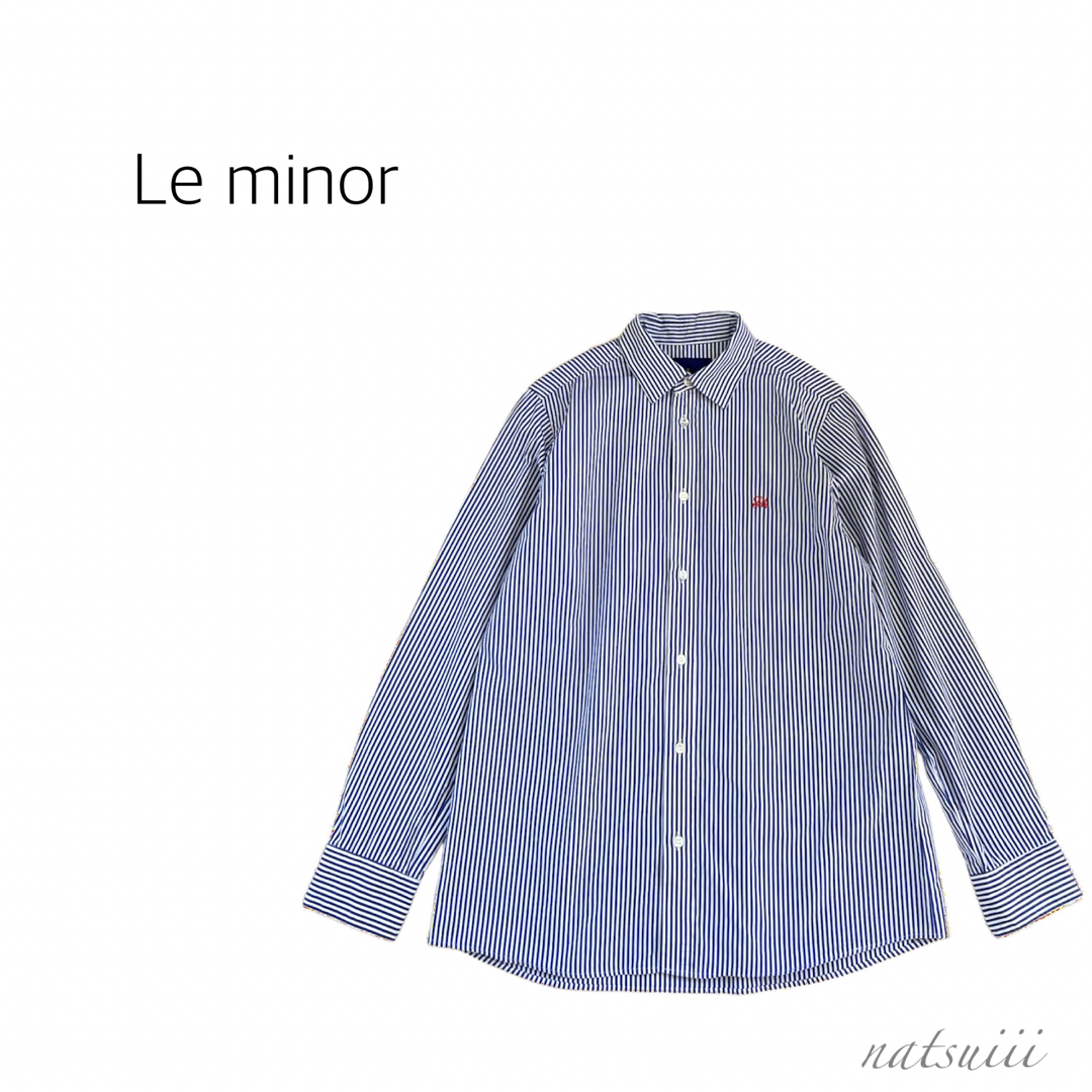 Le Minor(ルミノア)のLe minor ルミノア . ブルー ストライプ コットン シャツ 日本製 レディースのトップス(シャツ/ブラウス(長袖/七分))の商品写真