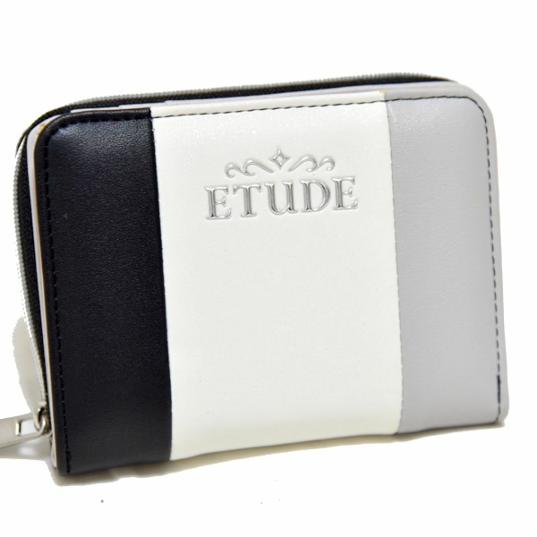 新品 ETUDE コンパクトウォレット 折り財布 ラウンドファスナー ホワイト レディースのファッション小物(財布)の商品写真