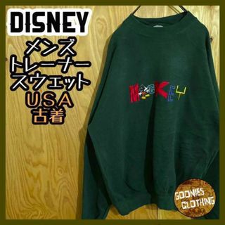 90s ヴィンテージ ディズニー ミッキー トレーナー 刺繍 古着 スウェット(スウェット)