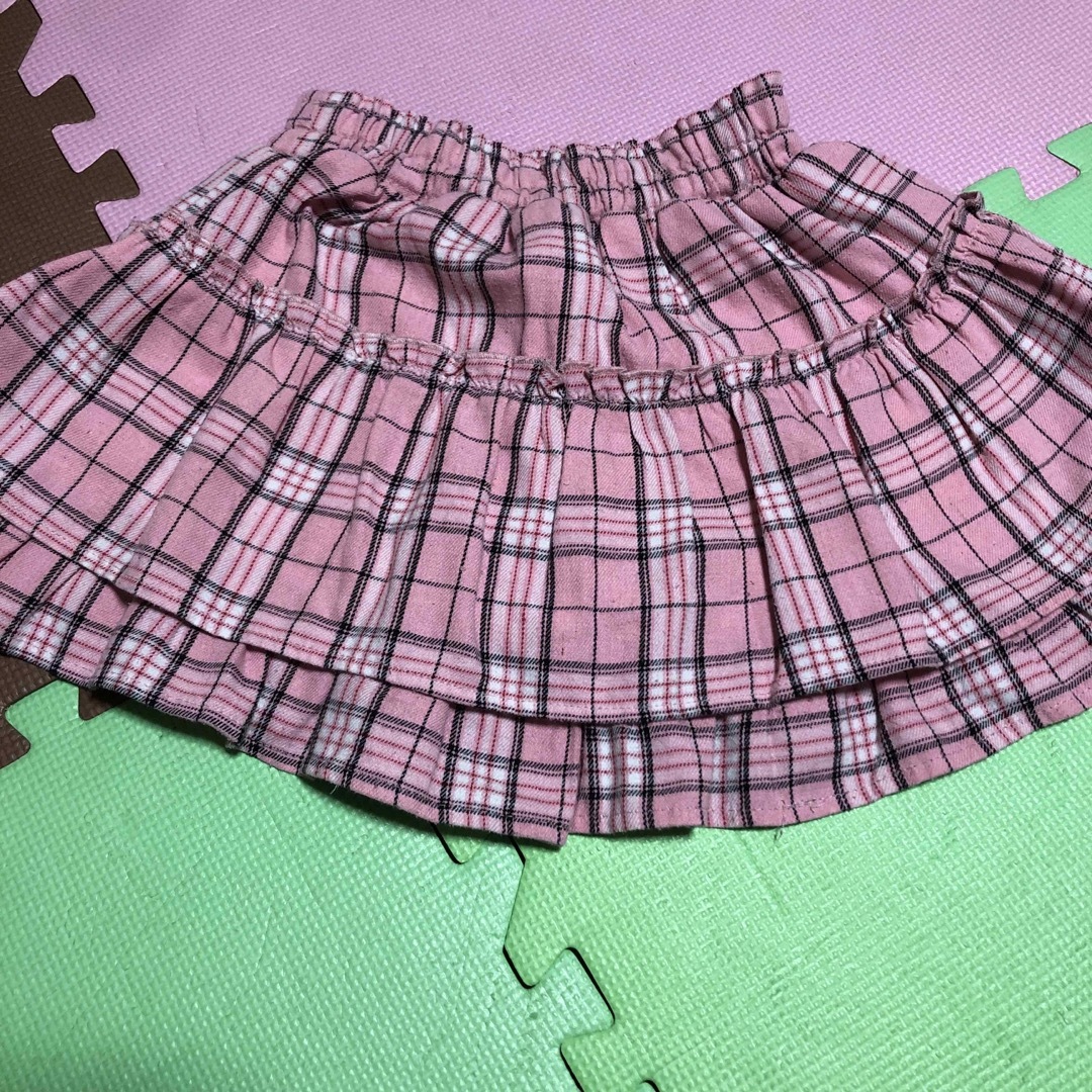 ピンクのチェックのキュロット キッズ/ベビー/マタニティのキッズ服女の子用(90cm~)(スカート)の商品写真