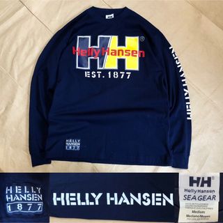 HELLY HANSEN - ヘリーハンセン ロンT M ネイビー HELLY HANSEN 袖プリント ロゴ