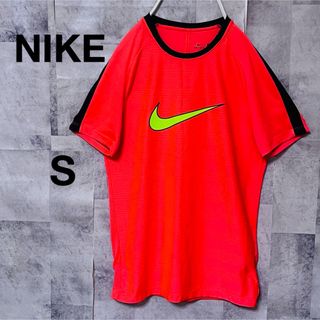 ナイキ(NIKE)のナイキTシャツ  サッカーウェア　センターロゴ　背面メッシュ　S オレンジ(Tシャツ/カットソー(半袖/袖なし))