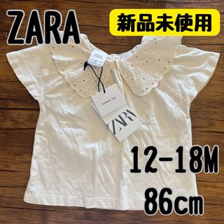 ザラ(ZARA)のZARA カラー&エンブロイダリーTシャツ ビブカラー 刺繍ディティール(Ｔシャツ)