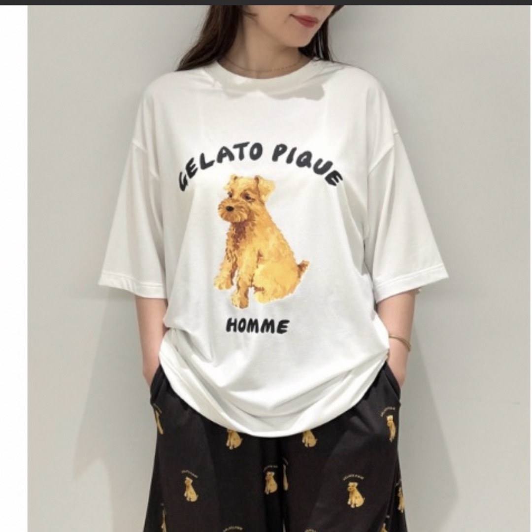 gelato pique(ジェラートピケ)の【HOMME】レーヨンシュナウザーモチーフTシャツ メンズのトップス(Tシャツ/カットソー(半袖/袖なし))の商品写真