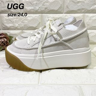 アグ(UGG)の【極美品✨】UGG 厚底スニーカー W EZ-DUZZIT LACE ホワイト7(スニーカー)