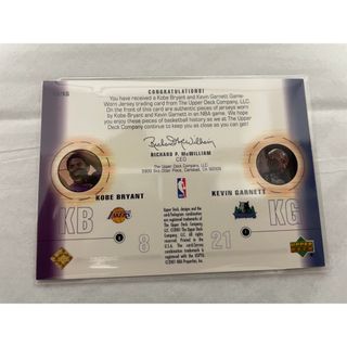 Kobe and Garnett jersey card.