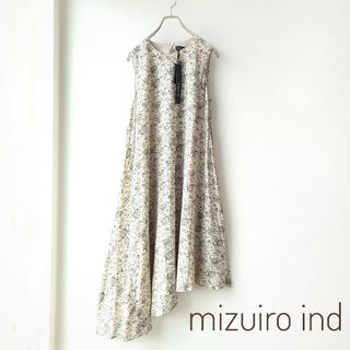 ミズイロインド(mizuiro ind)の新品未使用タグ付き　ミズイロインド　ノースリーブワンピース　アシンメトリー(ロングワンピース/マキシワンピース)