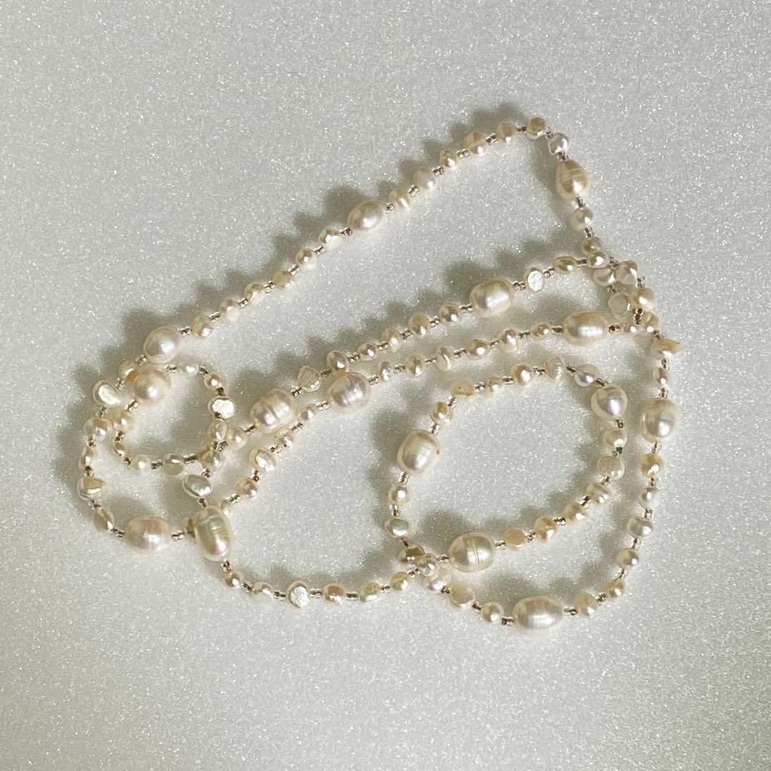 真珠　パール　ネックレス　ネックレス　80cm アクセサリー ハンドメイドのアクセサリー(ネックレス)の商品写真
