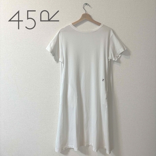 45R - 【美品】45R 45rpm ワンピース　半袖　刺繍　コットン　ガーゼ　希少　白