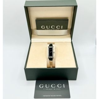 グッチ(Gucci)のGUCCI QZ グッチ バングルウォッチ1500L 黒文字盤 レディース腕時計(腕時計)