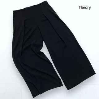 セオリー(theory)の美品＊Theory タック ワイドパンツ とろみ ストレッチ キレイめ 黒 2(カジュアルパンツ)