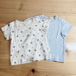 【訳あり】【格安】2点セット　80センチ　半袖　Tシャツ　ベージュ　グレー