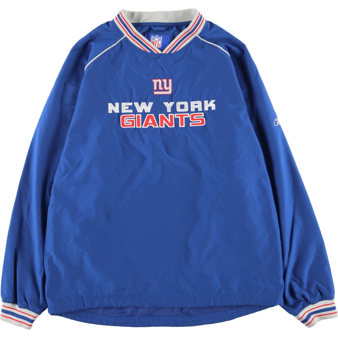 Reebok(リーボック)の古着 リーボック Reebok NFL NEW YORK GIANTS ニューヨークジャイアンツ Vネック ウォームアッププルオーバー メンズM /eaa444892 メンズのジャケット/アウター(ナイロンジャケット)の商品写真