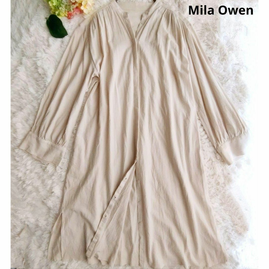 Mila Owen(ミラオーウェン)のMila Owen ミラオーウェン 　ロングシャツワンピース　綿100 レディースのワンピース(ロングワンピース/マキシワンピース)の商品写真